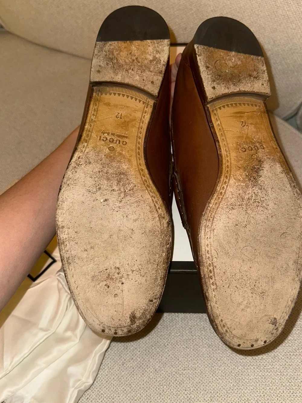 Gucci Brown Leather Horsebit Slip-On Loafers